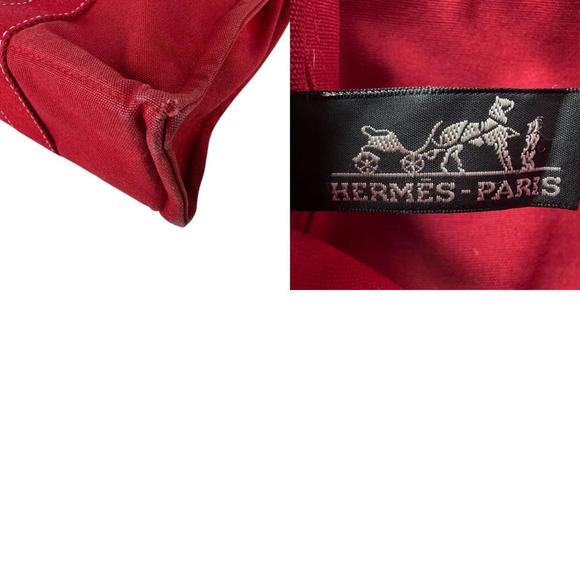 Hermes Burgundy Canvas Tote - Picture 5 of 5